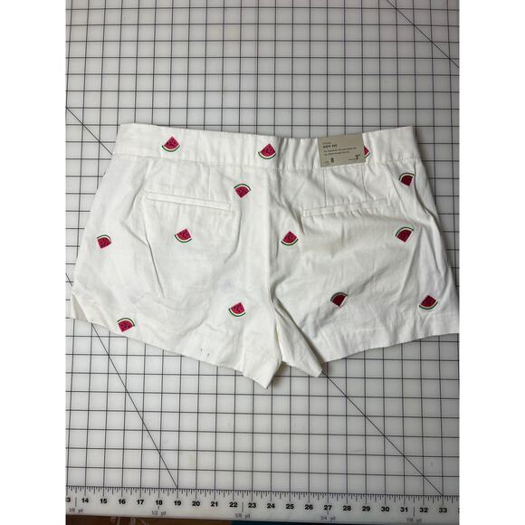 J. Crew White Shorts Watermelon Design Women's 8 NWT - Picture 2 of 5